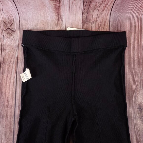 NWT Donni Womens Size Medium The Rib Kick Flare Bell Bottom Pants Black - Picture 6 of 14